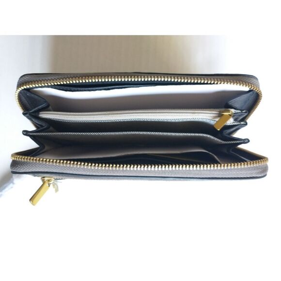 New! FOSSIL Logan RFID Wallet Zip Clutch Wristlet Strap Taupe Snakeprint Black - Picture 10 of 10